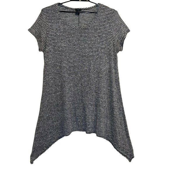 Rue+ Dresses & Skirts - Rue+ Women Swing Dress 4X Striped Black White Short Sleeve Shark Bite Stretch US